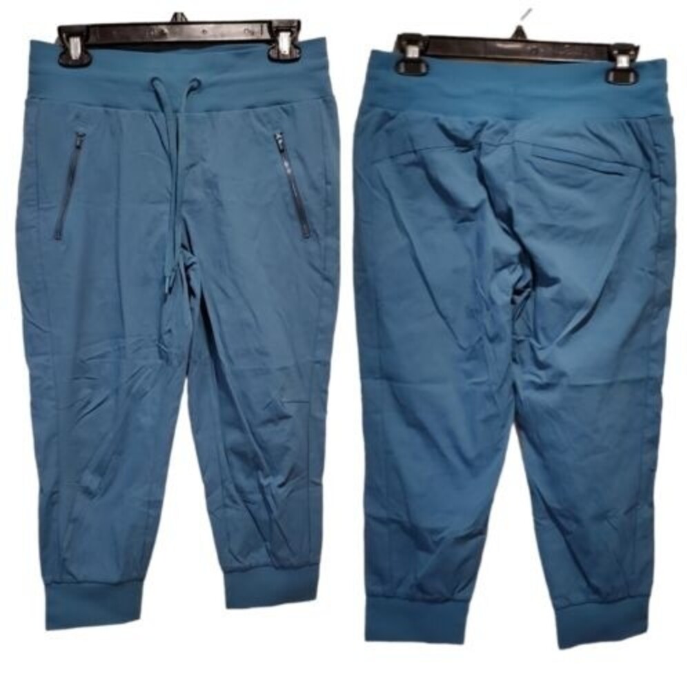 Athleta Crop Tapered Leg Pants Women's Size 6 Blue Drawstring W Pockets
